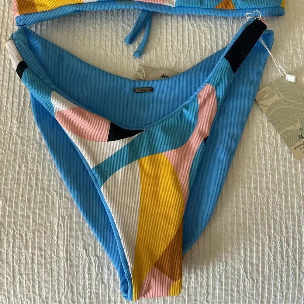 Maaji Stone Blue Allure Reversible Bikini Top & Bottom Swim Size Medium - Picture 3 of 8